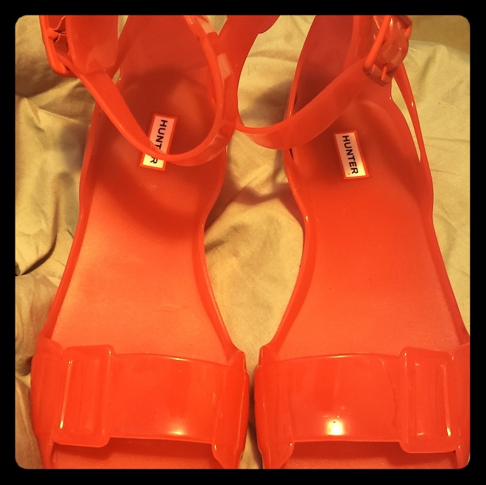 pretty gelly Womens sz UK8 HUNTER sandals hot pink